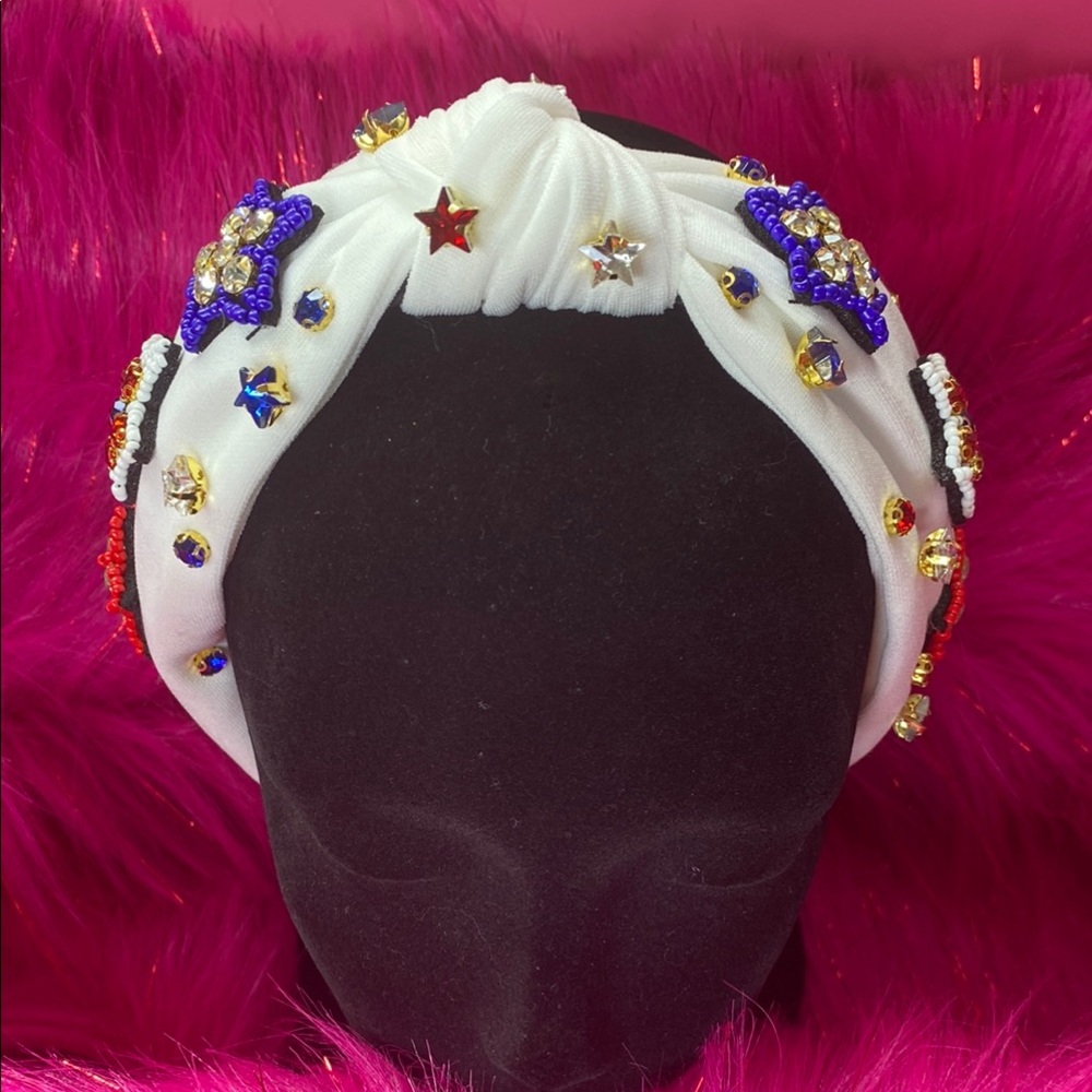 Red, White & Blue Crystal Star Embellished Headband